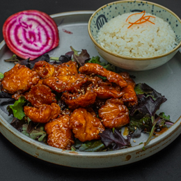 Poulet au caramel sur riz